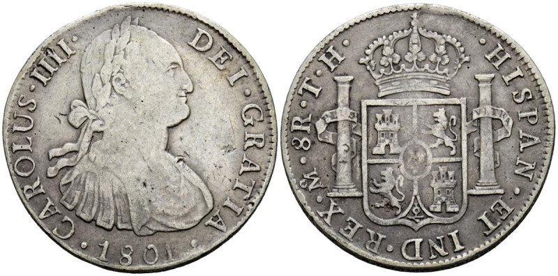 CARLOS IV (1788-1808). 8 Reales. (Ar. 26,28g/39mm). 1801. México FM. (Cal-2019-9...