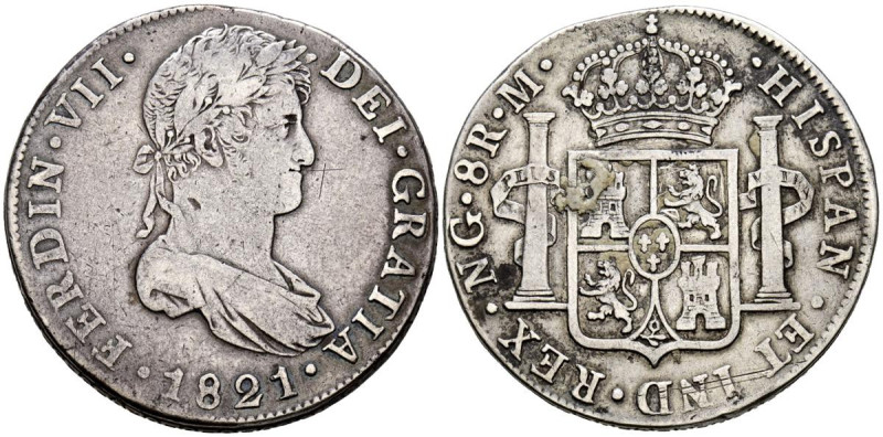 FERNANDO VII (1808-1833). 8 Reales. (Ar. 26,64g/39mm). 1821. Guatemala M. (Cal-2...