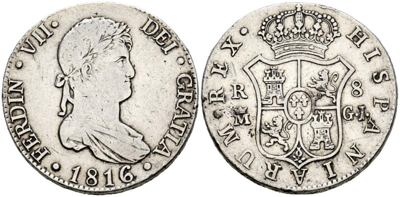 FERNANDO VII (1808-1833). 8 Reales. (Ar. 26,75g/39mm). 1816. Madrid GJ. (Cal-201...