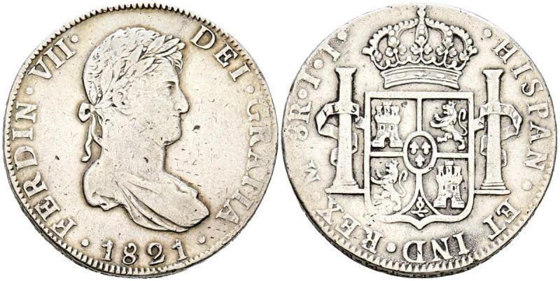 FERNANDO VII (1808-1833). 8 Reales. (Ar. 26,85g/39mm). 1821. México JJ. (Cal-201...