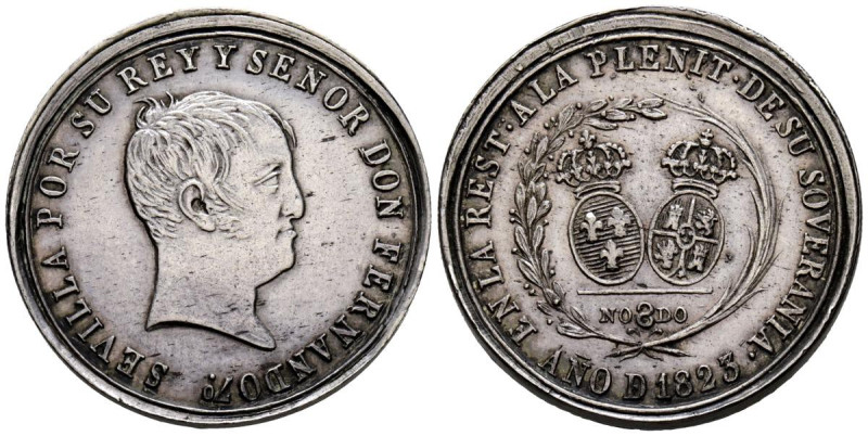 FERNANDO VII (1808-1833). Restauración del Absolutismo (Ar. 7,15g/26mm). 1823. S...