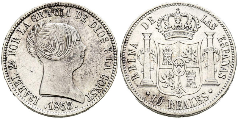 ISABEL II (1833-1868). 10 Reales. (Ar. 12,95g/30mm). 1853. Madrid. (Cal-2019-528...