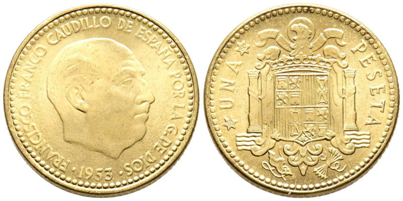 ESTADO ESPAÑOL (1936-1975). 1 Peseta. (Al-Cu. 3,40/21mm). 1953 *19-60. Madrid. (...