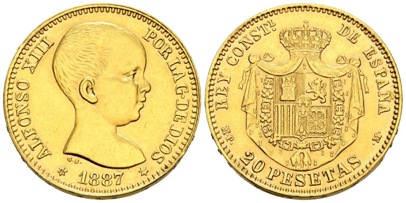 ESTADO ESPAÑOL (1936-1975). 20 Pesetas. (Au. 6,45g/21mm). 1887 * 19-61. Madrid M...