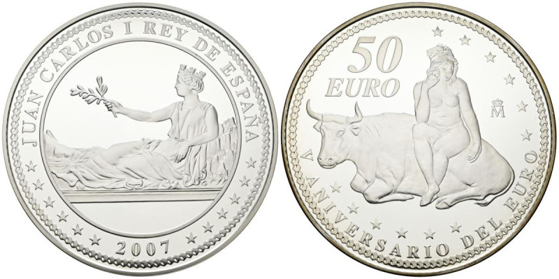 JUAN CARLOS I (1975-2014). 50 Euros. (Ar. 168.74g/73mm). V Centenario del Euro. ...