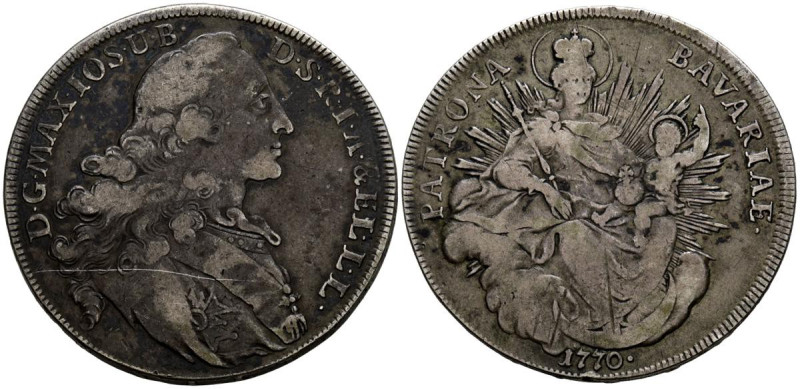 ALEMANIA. 1 Taler (Ar. 27,67g/42mm). 1770. Maximilian III. Munich (sin marca de ...