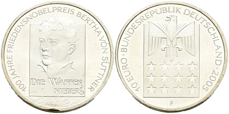 ALEMANIA. 10 Euros (Ar. 18,13g/32mm). 2005. Frankfurt F. (Km#242). SC.