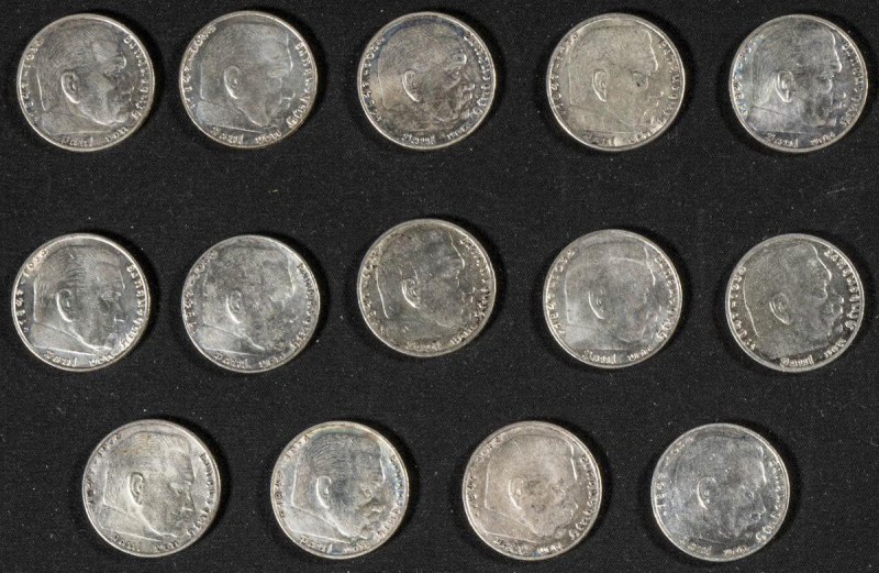 ALEMANIA. Conjunto de 14 monedas de 2 Mark en plata acuñadas en diferentes cecas...