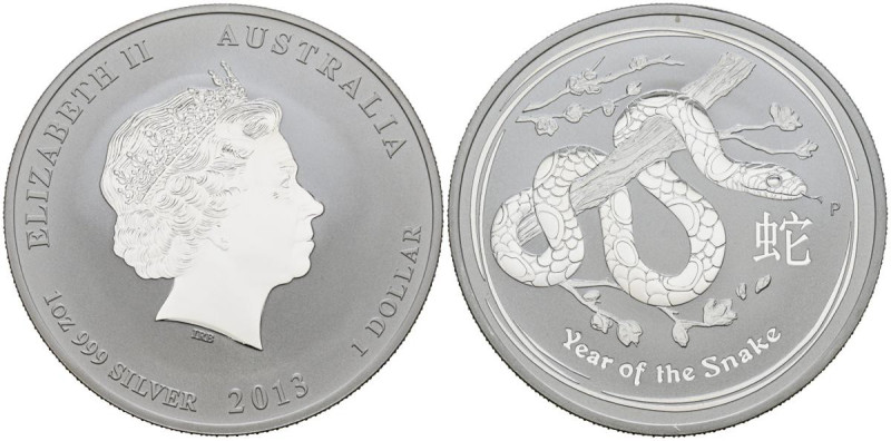 AUSTRALIA. 1 Dollar. (Ar. 31,39g/45mm). 2013. Perth P. Zodiaco Chino: Año de la ...