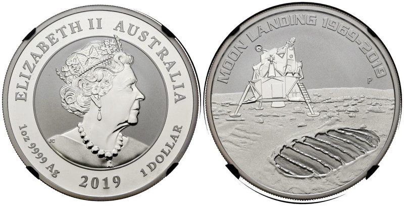 AUSTRALIA. 1 Dollar. (Ar. 31,10g/41mm)*. 2019. Perth. 50 Aniversario de la llega...