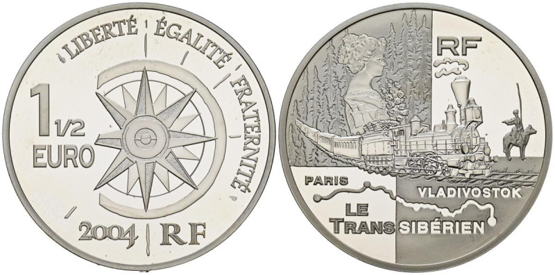 FRANCIA. 1 1/2 Euro. (Ar. 22,34g/37mm). 2004. Vuelta al Mundo: El Transiberiano....