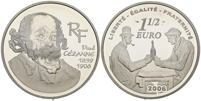 FRANCIA. 1 1/2 Euro. (Ar. 22,35g/37mm). 2006. Centenario de la muerte de Paul Cé...