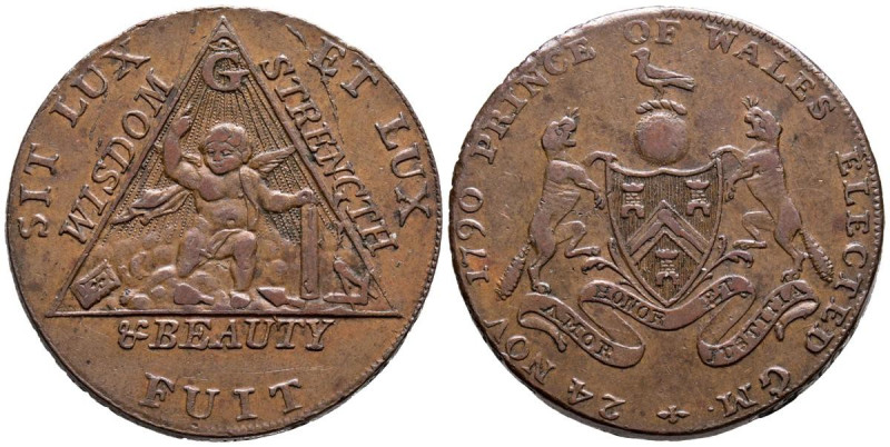 GRAN BRETAÑA. 1/2 Penny Token. (Ae. 9,35g/29mm). Celebración de la ascensión al ...