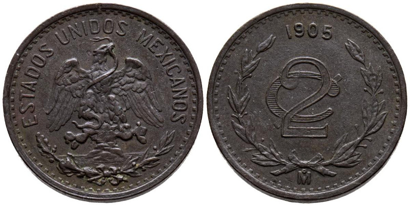 MÉXICO. 2 Centavos (Ae. 5,92g/25mm). 1905. México. (Km#419). EBC-. Escasa.