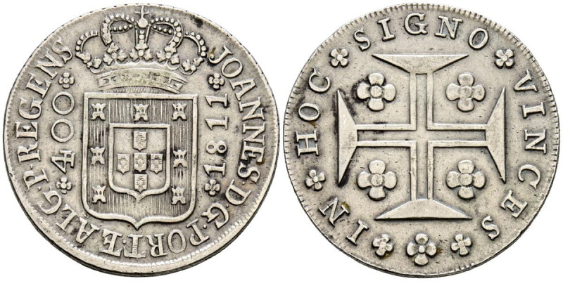 PORTUGAL. 400 Reis (Ar. 13,77g/36mm). 1811. Joao, Príncipe Regente.(Gomes 22.11)...