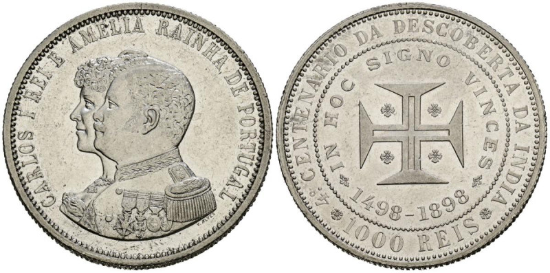 PORTUGAL. 1000 Reis (Ar. 24,91g/37mm). 1898. Carlos I. IV Centenario del Descubr...