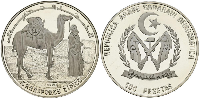 REPUBLICA ARABE SAHARAUI DEMOCARTICA. 500 Pesetas. (Ar. 16,01g/38mm). 1990. (Km#...