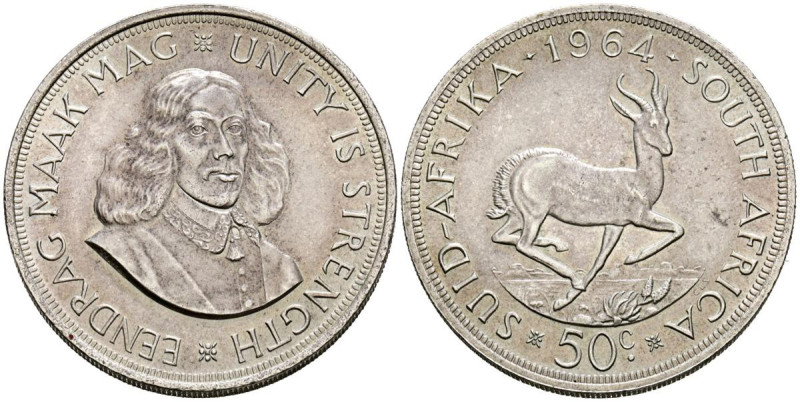 SUDÁFRICA. 50 Cents (Ar. 28,24g/39mm). 1964. Jan Van Riebeeck. (Km#62). EBC.