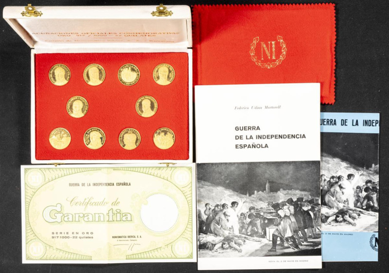 ESPAÑA. Estuche completo formado por 10 medallas de la colección Guerra de la In...