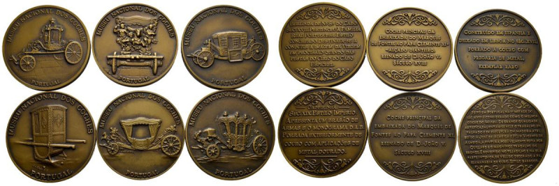 Precioso conjunto formado por 6 medallas en bronce del Museu Nacional Dos Coches...