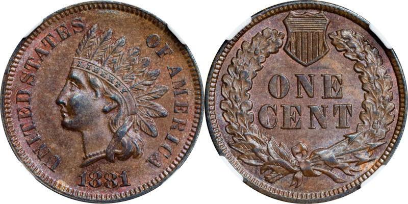 1881 Indian Cent. MS-62 BN (NGC).

PCGS# 2139. NGC ID: 2288.