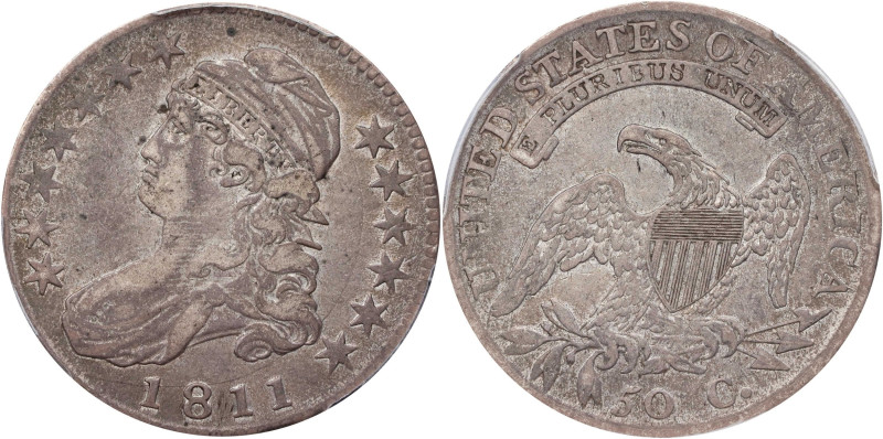 1811 Capped Bust Half Dollar. O-104a. Rarity-1. Die State 104.4. Large 8. VF-30 ...