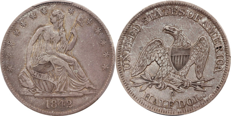 1842-O Liberty Seated Half Dollar. WB-Unlisted. Medium Date, Medium Letters (a.k...