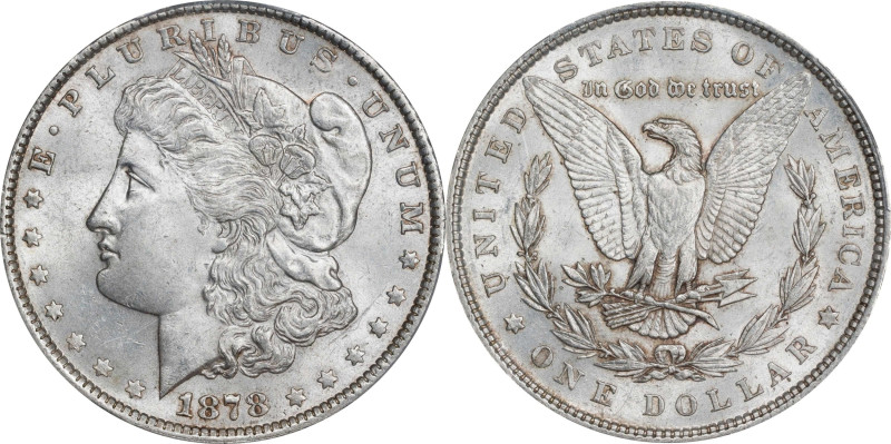 1878 Morgan Silver Dollar. 7 Tailfeathers. Reverse of 1879. MS-62 (PCGS).

PCG...