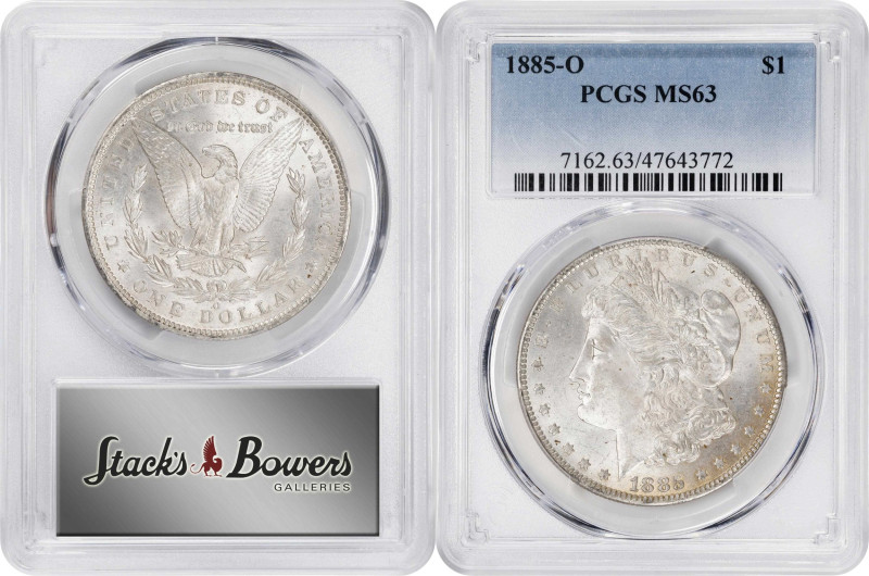 Lot of (5) 1885-O Morgan Silver Dollars. MS-63 (PCGS).

PCGS# 7162. NGC ID: 25...