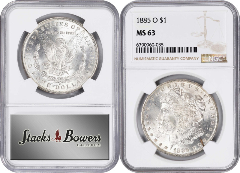 Lot of (6) 1885-O Morgan Silver Dollars. MS-63 (NGC).

PCGS# 7162. NGC ID: 254...