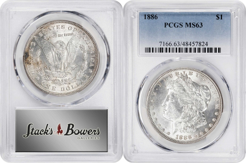 Lot of (3) 1886 Morgan Silver Dollars. MS-63 (PCGS).

PCGS# 7166. NGC ID: 254V...