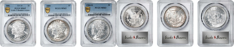 Lot of (3) Morgan Silver Dollars. MS-63 (PCGS).

Included are: 1886 VAM-17, To...