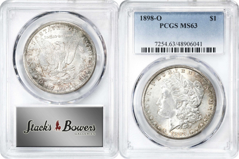 Lot of (4) New Orleans Minted Morgan Silver Dollars. MS-63 (PCGS).

Included a...