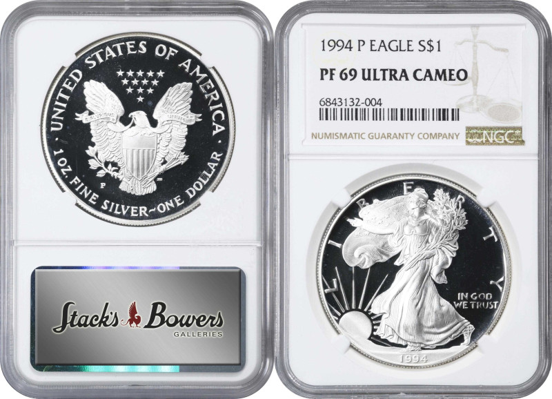 Lot of (9) 1994-P Silver Eagles. Proof-69 Ultra Cameo (NGC).

PCGS# 9877. NGC ...