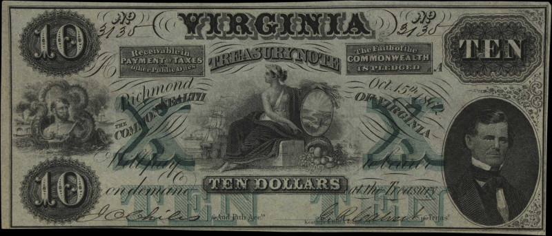 Richmond, Virginia. Commonwealth of Virginia. 1862 $10. About Uncirculated.

A...