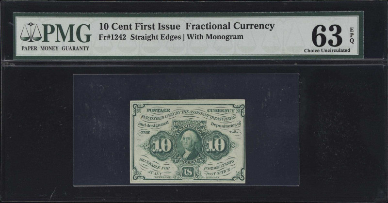 Fr. 1242. 10 Cents. First Issue. PMG Choice Uncirculated 63 EPQ.

An attractiv...