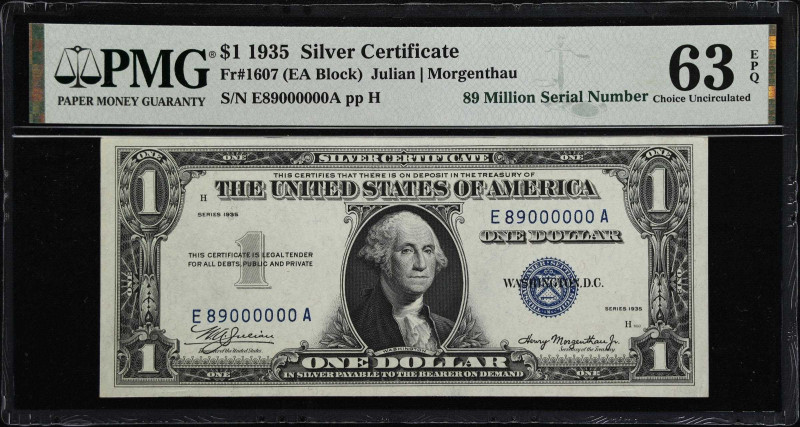 Fr. 1607. 1935 $1 Silver Certificate. PMG Choice Uncirculated 63 EPQ. 89 Million...