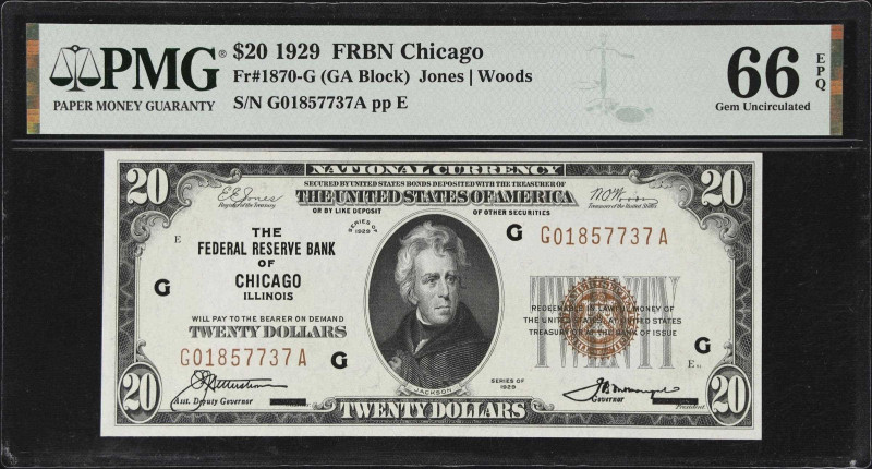 Fr. 1870-G. 1929 $20 Federal Reserve Bank Note. Chicago. PMG Gem Uncirculated 66...