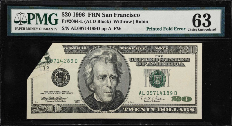 Fr. 2084-L. 1996 $20 Federal Reserve Note. San Francisco. PMG Choice Uncirculate...