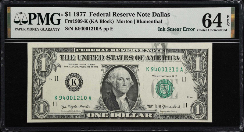 Lot of (2) Fr. 1909-K & 1972-K. 1969C-77 $1 & $5 Federal Reserve Notes. Dallas. ...