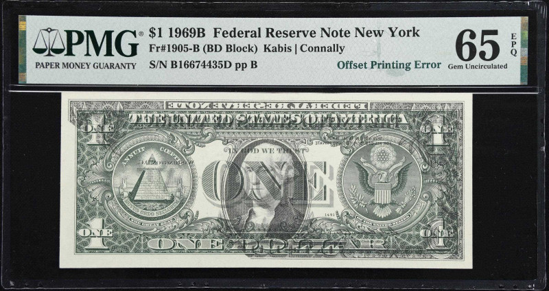 Fr. 1905-B. 1969B $1 Federal Reserve Note. New York. PMG Gem Uncirculated 65 EPQ...