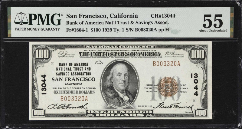 San Francisco, California. $100 1929 Ty. 1. Fr. 1804-1. Bank of America National...