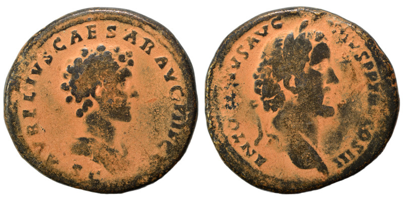 Antoninus Pius with Marcus Aurelius as Caesar, 138-161. Sestertius (bronze, 23.5...