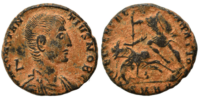 Constantius II, 337-361. Ae (bronze, 4.43 g, 20 mm). Pearl-diademed, draped and ...