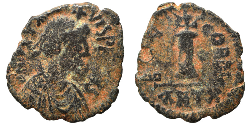 Justin I (?), 518-527. Dekanummium (bronze, 3.01 g, 21 mm), Theoupolis (Antioch)...