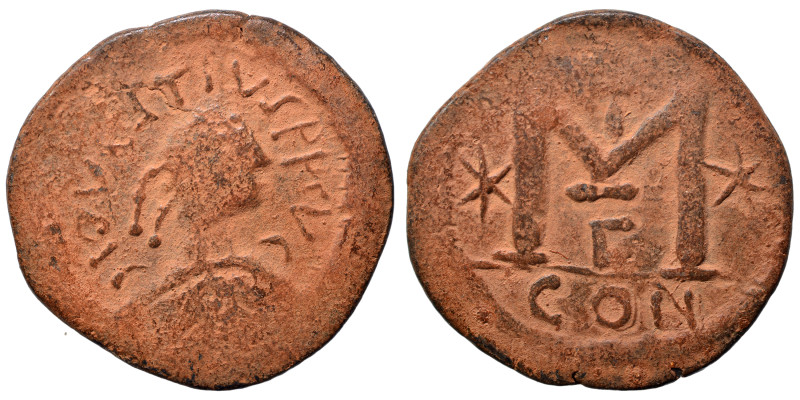 Justin I, 518-527. Follis (bronze, 12.25 g, 32 mm), Eastern imitation. Diademed,...