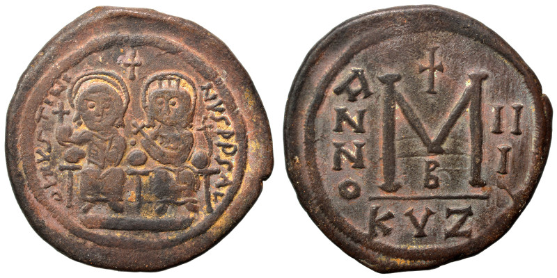 Justin II, with Sophia, 565-578. Follis (bronze, 15.00 g, 33 mm), Cyzicus. Justi...