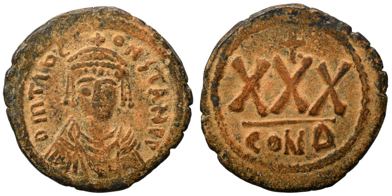 Tiberius II Constantine, 578-582. 3/4 Follis or 30 Nummi (bronze, 8.48 g, 28 mm)...