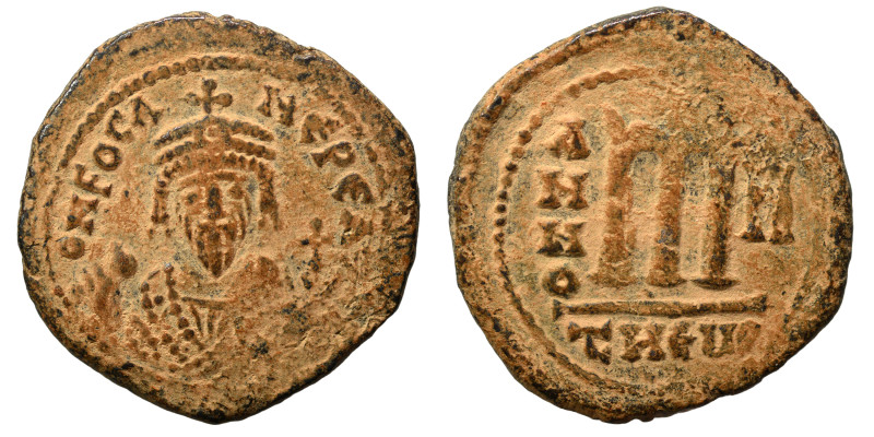 Phocas, 602-610. Follis (bronze, 9.34 g, 26 mm), uncertain Syrian mint, time of ...