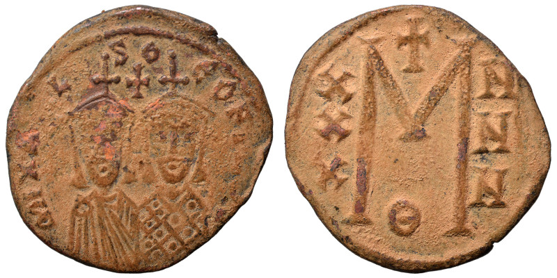 Michael II the Amorian, with Theophilus, 820-829. Follis (bronze, 7.04 g, 29 mm)...